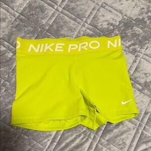Nike Women's Pro 3” Lime Green Shorts